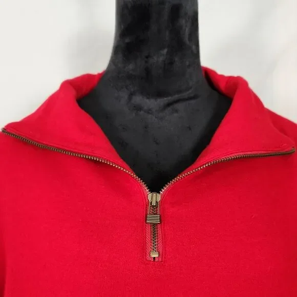 ST JOHNS BAY Wool Blend Cape 1/4 Zip Poncho Sweater One Size Red Pockets - Picture 3 of 11